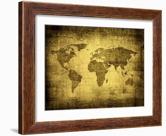 Grunge Map Of The World-javarman-Framed Art Print