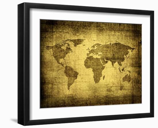 Grunge Map Of The World-javarman-Framed Art Print