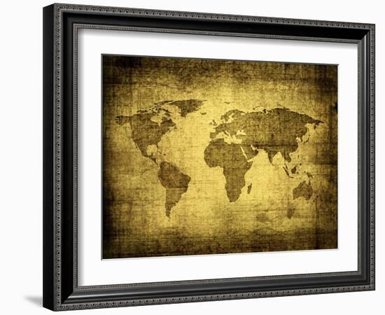 Grunge Map Of The World-javarman-Framed Art Print