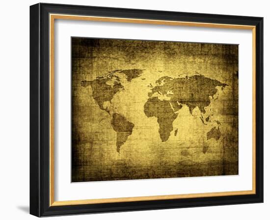 Grunge Map Of The World-javarman-Framed Art Print