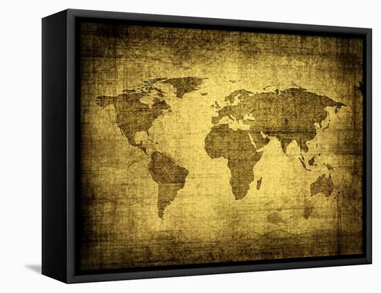 Grunge Map Of The World-javarman-Framed Stretched Canvas