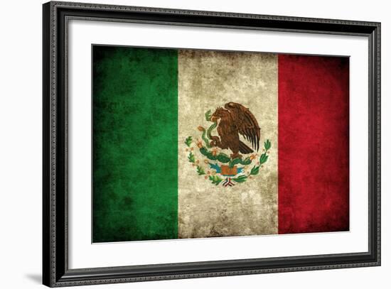 Grunge Mexican Flag-Graphic Design Resources-Framed Art Print