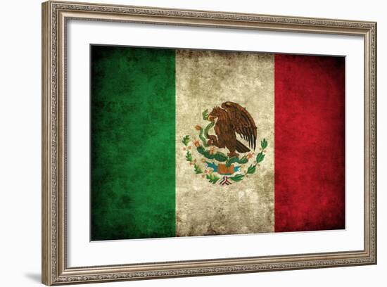 Grunge Mexican Flag-Graphic Design Resources-Framed Art Print