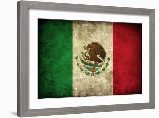 Grunge Mexican Flag-Graphic Design Resources-Framed Art Print