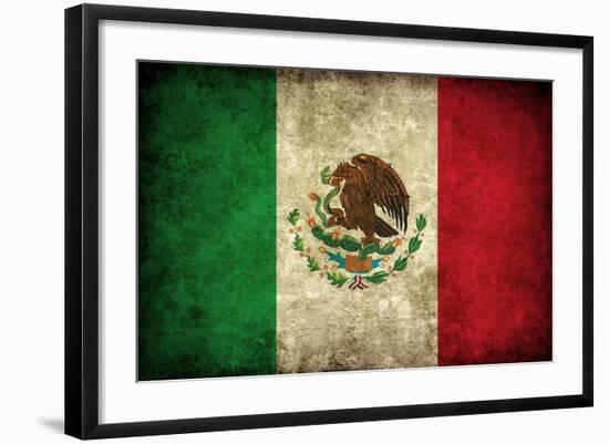 Grunge Mexican Flag-Graphic Design Resources-Framed Art Print