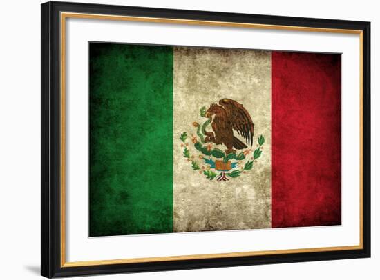 Grunge Mexican Flag-Graphic Design Resources-Framed Art Print