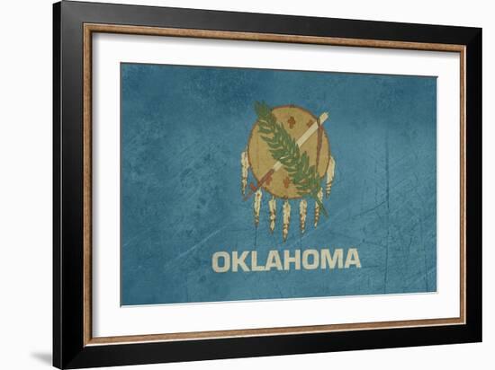 Grunge Oklahoma State Flag Of America, Isolated On White Background-Speedfighter-Framed Art Print