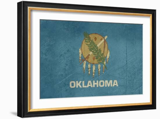 Grunge Oklahoma State Flag Of America, Isolated On White Background-Speedfighter-Framed Art Print