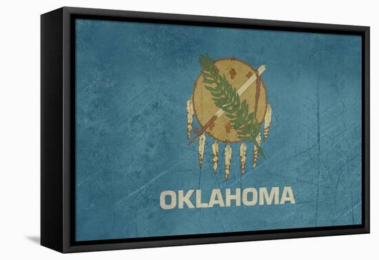 Grunge Oklahoma State Flag Of America, Isolated On White Background-Speedfighter-Framed Stretched Canvas