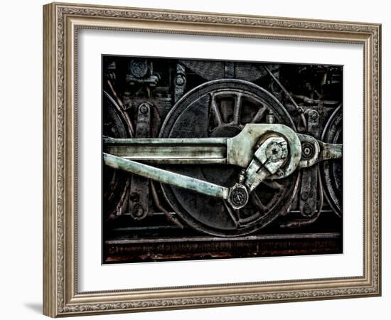 Grunge Old Steam Locomotive Wheel and Rods-Olivier Le Queinec-Framed Photographic Print