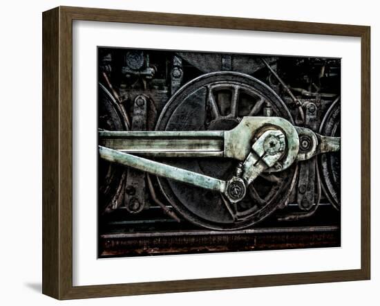 Grunge Old Steam Locomotive Wheel and Rods-Olivier Le Queinec-Framed Photographic Print
