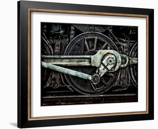 Grunge Old Steam Locomotive Wheel and Rods-Olivier Le Queinec-Framed Photographic Print