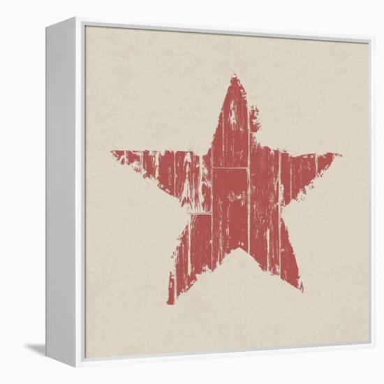 Grunge Red Star-pashabo-Framed Stretched Canvas