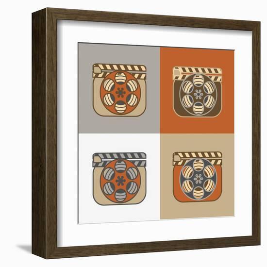 Grunge Retro Cinema Icons-YasnaTen-Framed Art Print