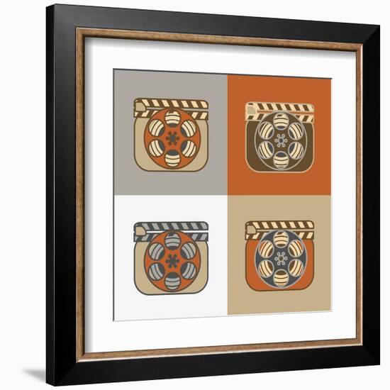 Grunge Retro Cinema Icons-YasnaTen-Framed Art Print