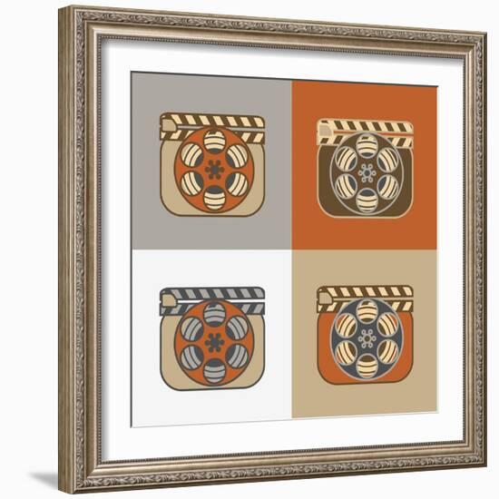 Grunge Retro Cinema Icons-YasnaTen-Framed Art Print