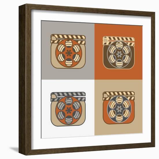 Grunge Retro Cinema Icons-YasnaTen-Framed Art Print