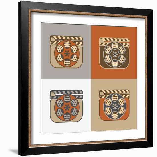 Grunge Retro Cinema Icons-YasnaTen-Framed Art Print