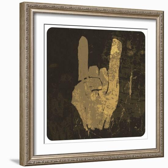 Grunge "Rock On" Gesture-pashabo-Framed Art Print