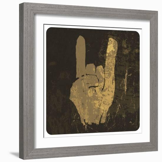 Grunge "Rock On" Gesture-pashabo-Framed Art Print