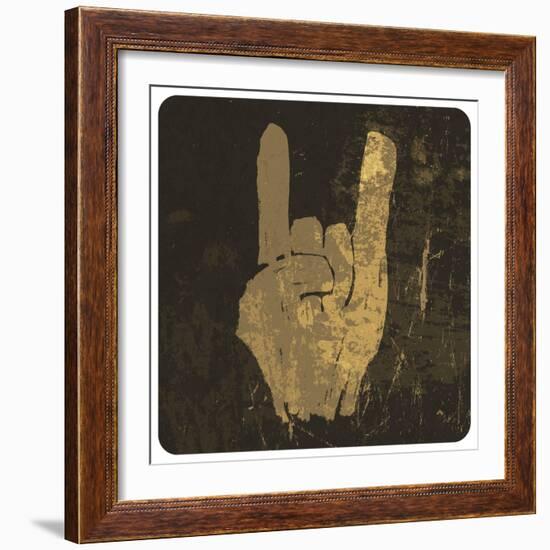 Grunge "Rock On" Gesture-pashabo-Framed Art Print