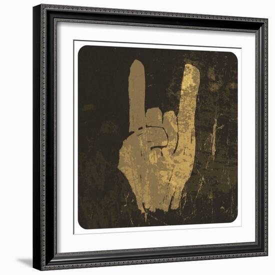 Grunge "Rock On" Gesture-pashabo-Framed Art Print