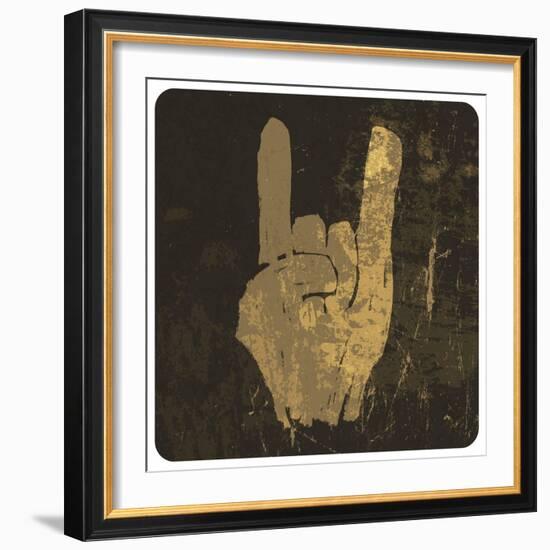 Grunge "Rock On" Gesture-pashabo-Framed Art Print