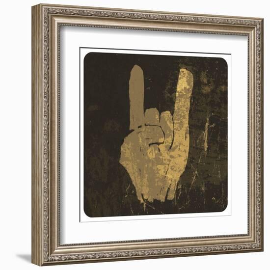 Grunge "Rock On" Gesture-pashabo-Framed Art Print