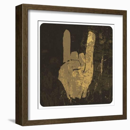 Grunge "Rock On" Gesture-pashabo-Framed Art Print