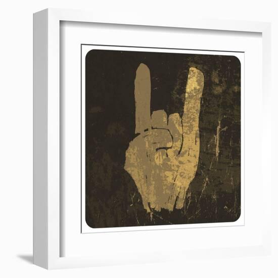 Grunge "Rock On" Gesture-pashabo-Framed Art Print