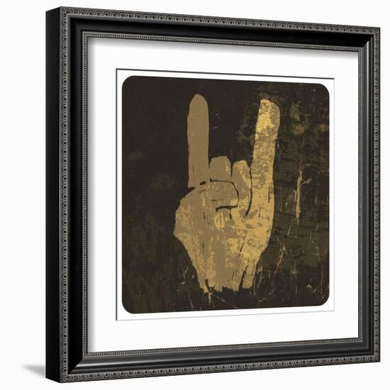 Grunge "Rock On" Gesture-pashabo-Framed Art Print