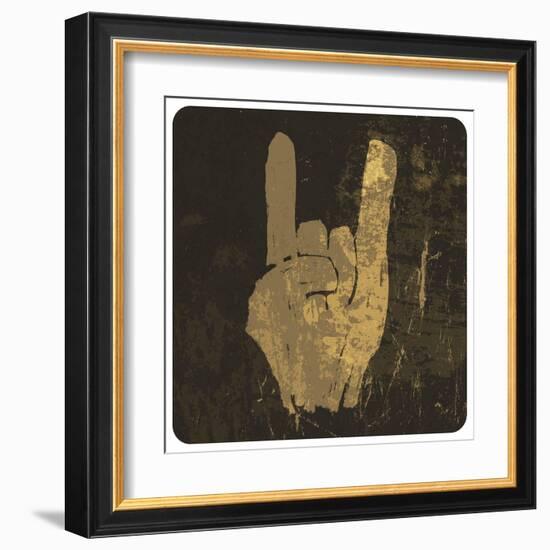 Grunge "Rock On" Gesture-pashabo-Framed Art Print