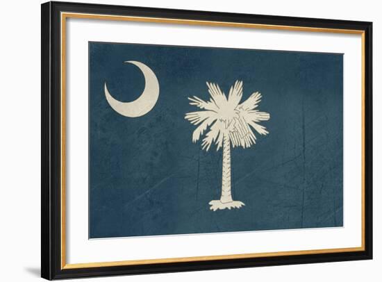 Grunge South Carolina State Flag Of America, Isolated On White Background-Speedfighter-Framed Premium Giclee Print