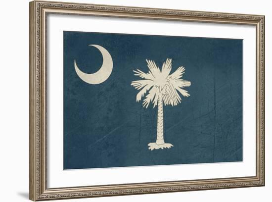 Grunge South Carolina State Flag Of America, Isolated On White Background-Speedfighter-Framed Art Print