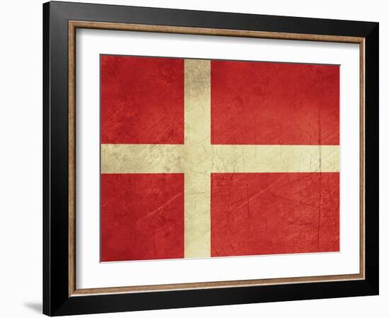 Grunge Sovereign State Flag Of Country Of Denmark In Official Colors-Speedfighter-Framed Art Print