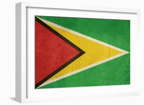 Grunge Sovereign State Flag Of Country Of Guyana In Official Colors-Speedfighter-Framed Art Print