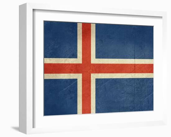 Grunge Sovereign State Flag Of Country Of Iceland In Official Colors-Speedfighter-Framed Art Print