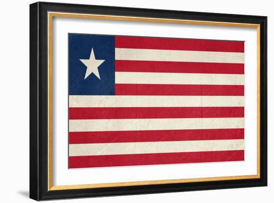 Grunge Sovereign State Flag Of Country Of Liberia In Official Colors-Speedfighter-Framed Art Print