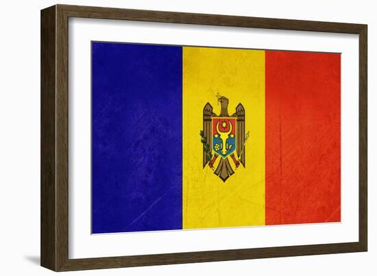 Grunge Sovereign State Flag Of Country Of Moldova In Official Colors-Speedfighter-Framed Art Print