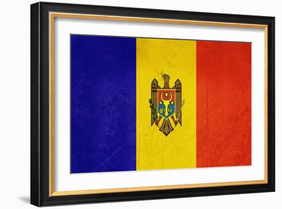 Grunge Sovereign State Flag Of Country Of Moldova In Official Colors-Speedfighter-Framed Art Print