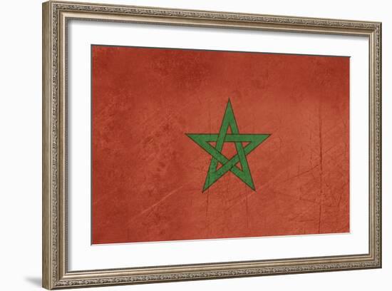 Grunge Sovereign State Flag Of Country Of Morocco In Official Colors-Speedfighter-Framed Art Print