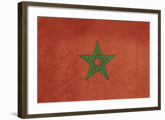 Grunge Sovereign State Flag Of Country Of Morocco In Official Colors-Speedfighter-Framed Art Print