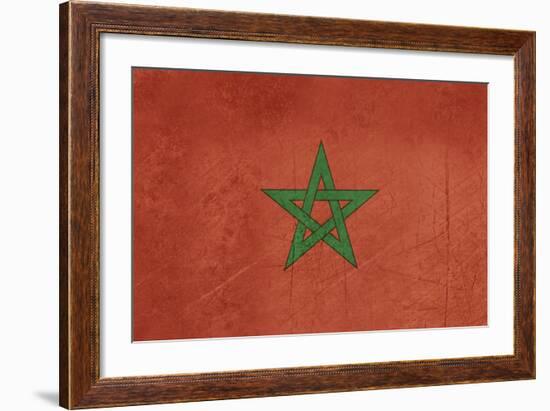 Grunge Sovereign State Flag Of Country Of Morocco In Official Colors-Speedfighter-Framed Art Print