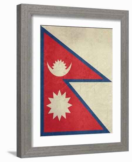 Grunge Sovereign State Flag Of Country Of Nepal In Official Colors-Speedfighter-Framed Art Print