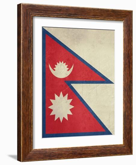 Grunge Sovereign State Flag Of Country Of Nepal In Official Colors-Speedfighter-Framed Art Print