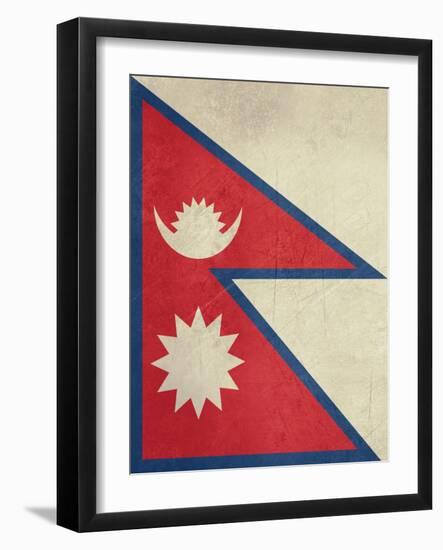 Grunge Sovereign State Flag Of Country Of Nepal In Official Colors-Speedfighter-Framed Art Print