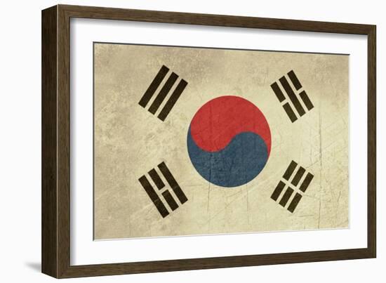Grunge Sovereign State Flag Of Country Of South Korea In Official Colors-Speedfighter-Framed Art Print
