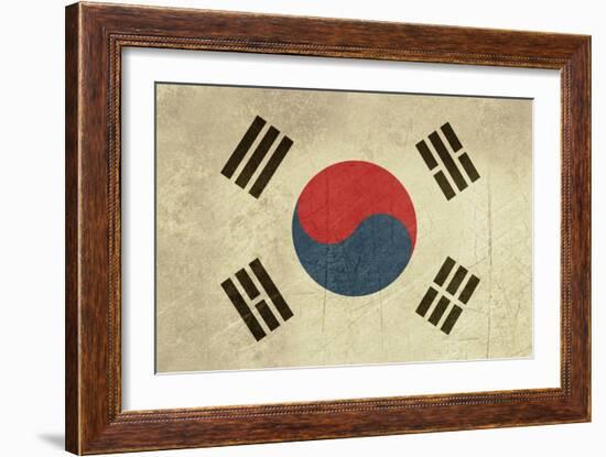 Grunge Sovereign State Flag Of Country Of South Korea In Official Colors-Speedfighter-Framed Art Print