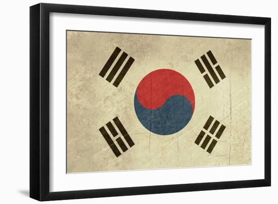 Grunge Sovereign State Flag Of Country Of South Korea In Official Colors-Speedfighter-Framed Art Print