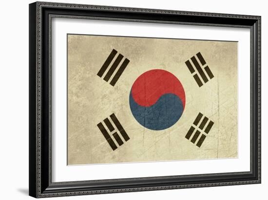 Grunge Sovereign State Flag Of Country Of South Korea In Official Colors-Speedfighter-Framed Art Print